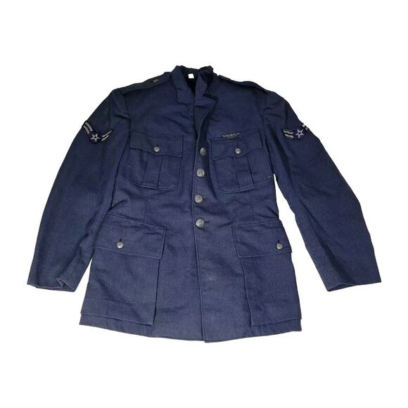 Vintage Military Coat Sz 41 Air Force Blue Dress Uniform Wool Polyester USAF AF - Picture 1 of 16